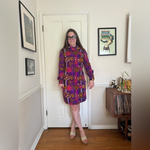 70s Vintage Acrylic Barkcloth Honeymoon Set - Dress and Shirt - Picture 2 of 14